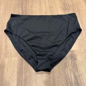 Lands End Womens Solid Black High Waisted Bikini Brief Bottom Plus Size 16